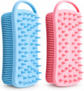 2Pack Dual Sided Silicone Body Scrubber for Exfoliating, Shower and Scalp Massage, 2 in 1 Bath & Shampoo Brush,Soft Exfoliating Body Shower