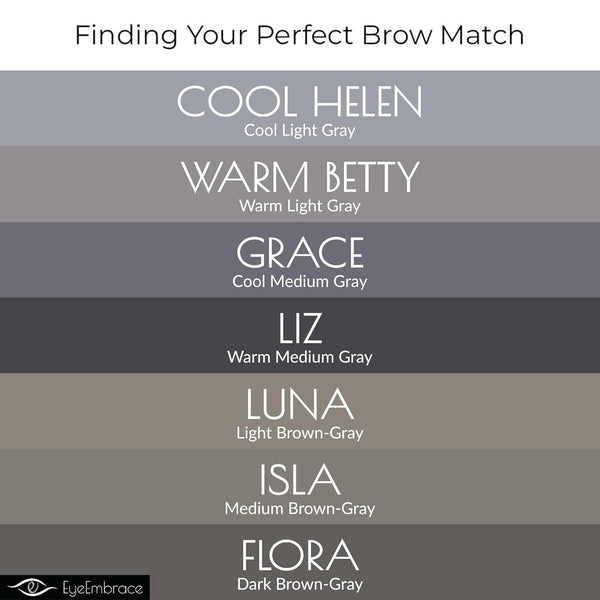 Eye Embrace Light Gray Eyebrow Pencils: Warm Betty & Cool Helen 2 Pack Bundle - Waterproof, Double-Ended Automatic Angled Tip & Spoolie Brush,