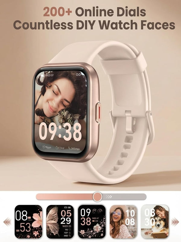SKG Smart Watch for Men Women Android Iphone, with Alexa Built-In & Bluetooth Call(Answer/Make Call) 1.69" Fitness Tracker with IP68 Waterproof,