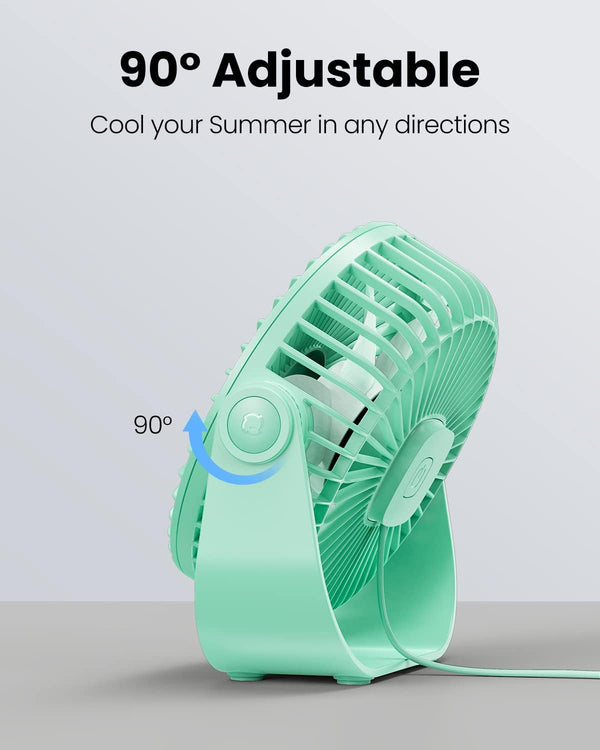 Gaiatop USB Desk Fan, 3 Speeds Strong Airflow, 5.5 Inch Portable 90ÃÂ° Rotate Quiet Cooling, Small Personal Table Fans for Bedroom Home Office