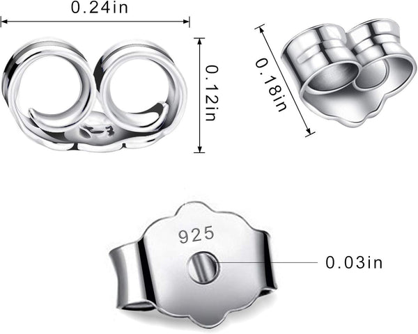 30pcs/15 Pairs Hypoallergenic Earring Backs Replacement,Plated Silver Secure Ear Lockings for Stud Earrings, Ear Nut for Posts 6x4.5mm
