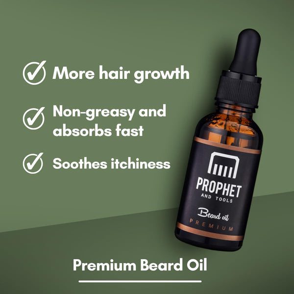 Premium Unscented Beard Oil & Comb Set - Thickens and Softens Beard, Relieves Itch & Dry Skin, 100% Natural, Fast-Absorbing Formula - Perfect for