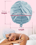 HFRHTGY Adjustable Silk Satin Hair Bonnet for Sleeping, Double Layer Hair Wrap Sleep Cap Turban for Women Men, Curly Straight Braid Unisex (Aqua