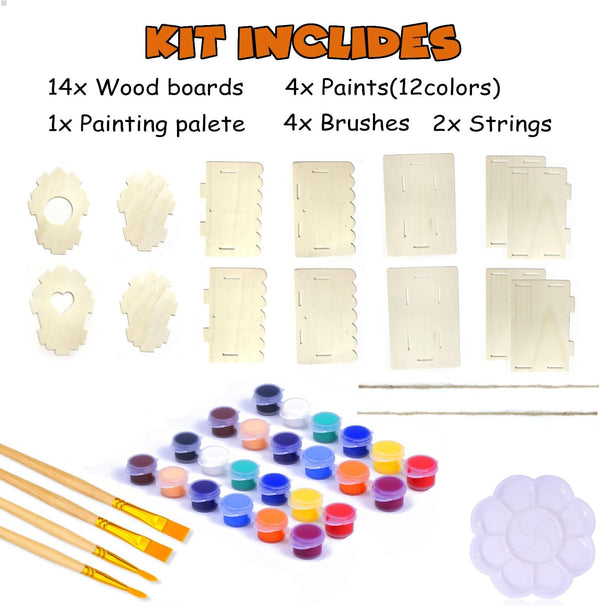 hapray 2 Pack Bird House Kits for Kids, DIY Birdhouse Kit Build and Paint
