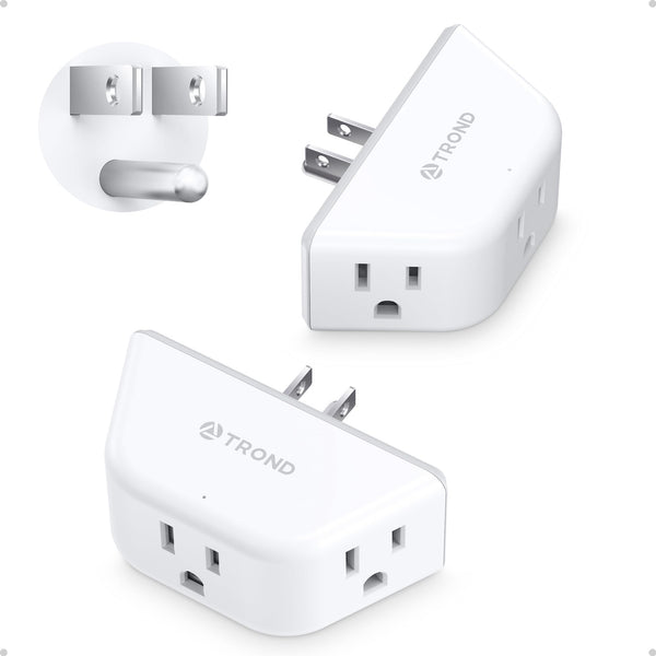TROND Multi Plug Outlet Extender 2 Pack, Outlet Splitter for Bathroom 3AC-3 Prong Plug, 2 Pack White