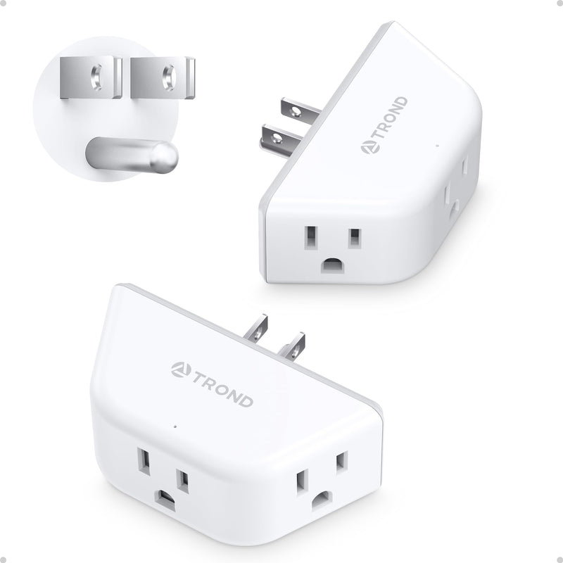 TROND Multi Plug Outlet Extender 2 Pack, Outlet Splitter for Bathroom 3AC-3 Prong Plug, 2 Pack White