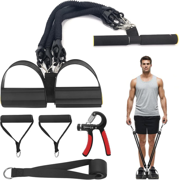 2025 Upgrade Pedal Resistance Band, 4-Tube Elastic Pull Rope Fitness Sit-Up Exercise Equipment at Home Gym Arm Abs Workout Equipment Leg