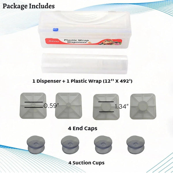 Plastic Wrap Dispenser with Cutter -Cling Wrap Dispenser with Slide Cutter for Food Film, Tin Foil, Aluminum Foil, Baking Paper (Plastic Wrap