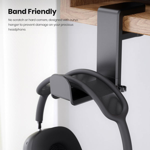 EURPMASK Rotating Headphone Stand - PC Gaming Headset Holder, Adjustable Clamp-on Under Desk Hanger With 360 Degree Swivel & Cable Clip Organizer