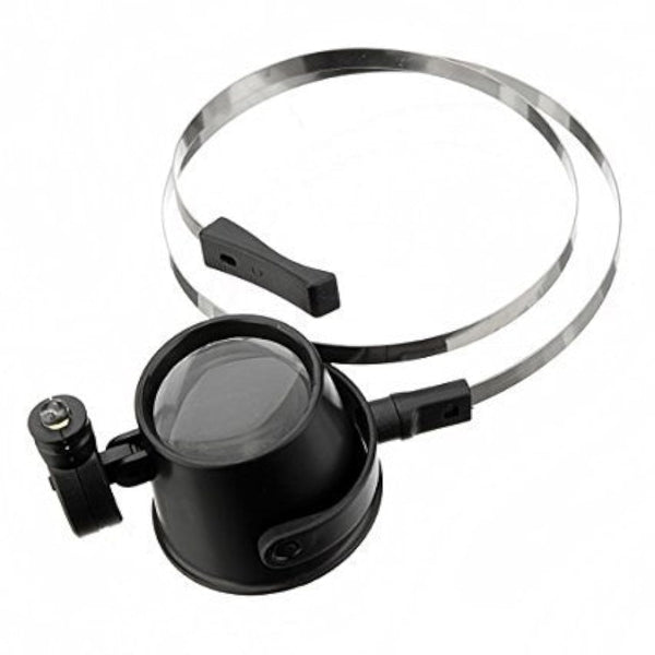 15X Headband Magnifying Glass with LED Light, Hands‑Free Adjustable Steel Band Jeweler Loupe for Watch Repair, Circuit Board Soldering, Crafts and