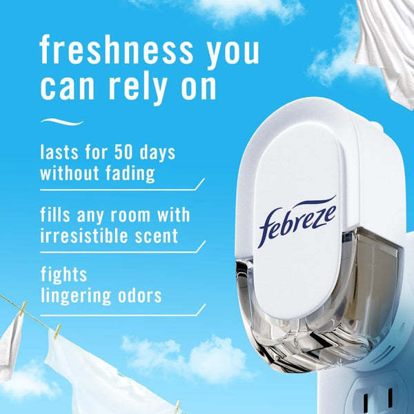 Febreze Plug-In Air Freshener, Odor-Fighting Scented Oil Refill, Air Fresheners for Home and Bathroom and Kitchen, Long Lasting for Strong Odors,