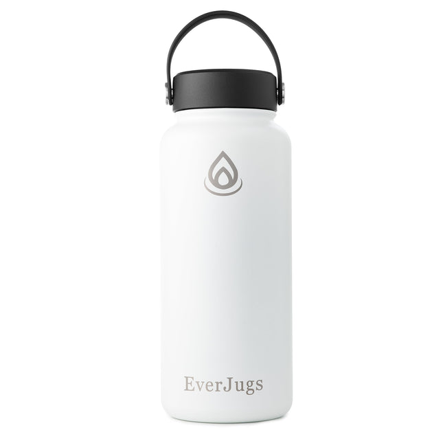 Water Bottle - 32 Oz, Wide Mouth, Premium Stainless Steel Bottle with Grip Cap, 