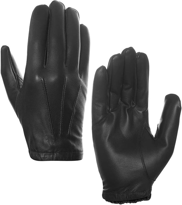 Harssidanzar Mens Thin Unlined Leather Police Duty Gloves GM031