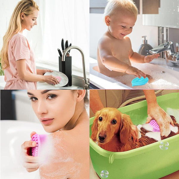 TDHDIKE Silicone Body Scrubber Loofah - Set of 3 Soft Exfoliating Body Bath Shower Scrubber Loofah Brush for Sensitive Kids Women Men All Kinds of