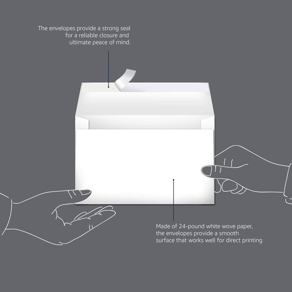Amazon Basics A9 Blank Invitation Mailing Envelopes, Peel & Seal, No Licking, 5-3/4 x 8-3/4 Inches, White, Pack of 100 100-Pack