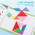 Vanmor Travel Tangram Puzzle with 2 Sets Magnetic Plate-Montessori Shape Pattern Blocks Jigsaw Road Trip Games with 368 Solution - IQ Book