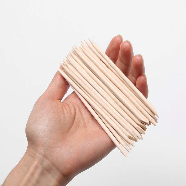100 Pcs Orange Wood Nail Sticks Double Sided Multi Functional Cuticle Pusher Manicure Pedicure Tool for Manicure Pedicure A-Wood