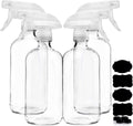 Clear Glass Spray Bottles for Cleaning Solutions (4 Pack) - 16 Ounce, Refillable & Reusable Sprayer for Essential Oil, Water, Kitchen, Hair.
