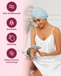 HFRHTGY Adjustable Silk Satin Hair Bonnet for Sleeping, Double Layer Hair Wrap Sleep Cap Turban for Women Men, Curly Straight Braid Unisex (Aqua