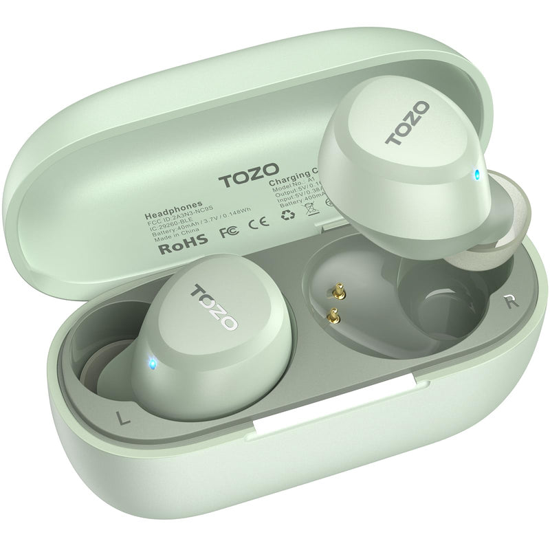TOZO A1 Wireless Earbuds Bluetooth 5.3 Light Weight in Ear Headphones Green