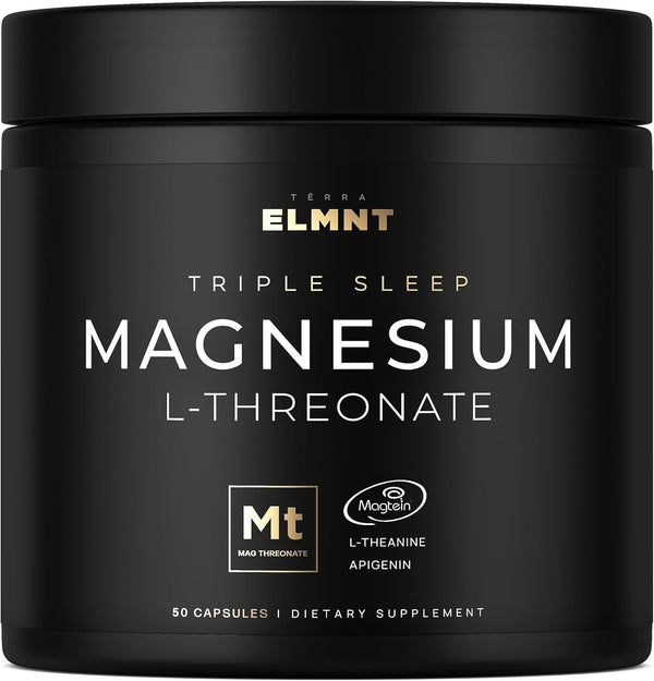 ELMNT Triple Sleep Magnesium Threonate W. Apigenin, Theanine & Magtein Magnesium L-Threonate - Highest Absorption Magnesium Supplement Capsules