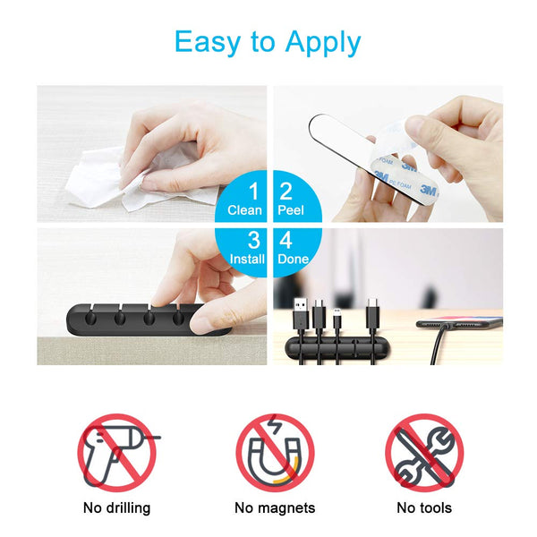 INCHOR Cord Organizer, Cable Clips Cord Holder, Cable Management USB Cable Power Wire Cord Clips, 2 Packs Cable Organizers for Car Home and Office