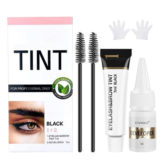 2-In-1 Eyelash & Eyebrow Kit, Professional Lash & Brow Color Kit, Lasting for 6 Weeks DIY Hair Coloring for Salon Home U