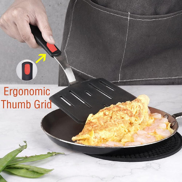 Silicone Spatula Turner, 4-Pack Spatulas 600Â°F Heat Resistant Set for Nonstick Cookware, Kitchen Cooking Utensils BPA Free Rubber Egg, Crepe,