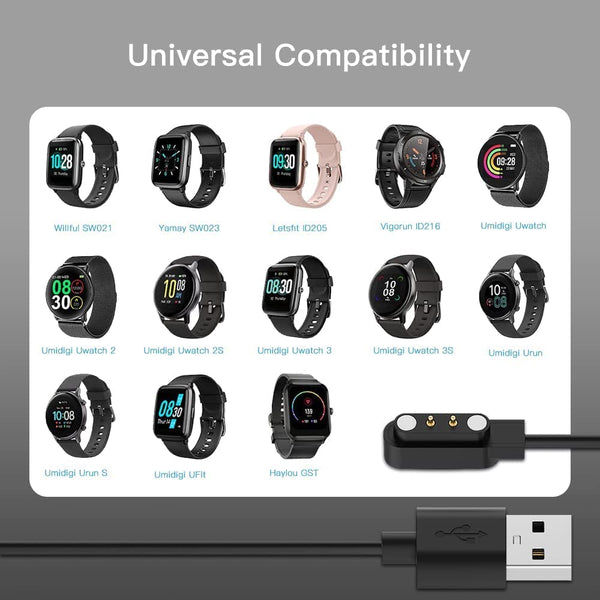 [2-Pack] 3.3FT Smart Watch Charger Magnetic USB Charging Cable for Letsfit Willful YAMAY SW023 ID205L SW021 ID205U ID205S SW025 Uwatch 3S