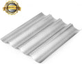 AMAGABELI GARDEN & HOME 2 Pack Baguette Bread Pan 15" x 13" Nonstick Perforated Baguette Tray French Bread Baking 4 Wave Loaf Bake Mold Toast