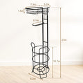 Toilet Paper Holder Stand Bathroom Toilet Paper Storage with Raised Base, Tissue Paper Roll Dispenser with Top Shelf (Black)