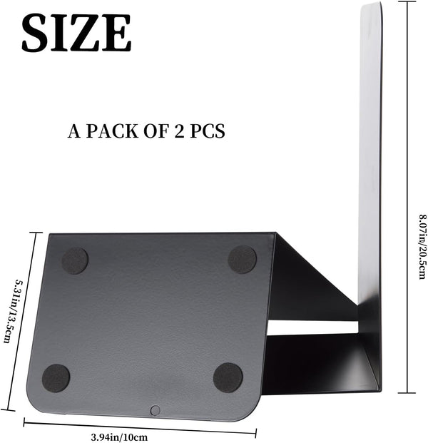 Camelmother Metal Bookend for Shelves Book Holder & Stopper Black