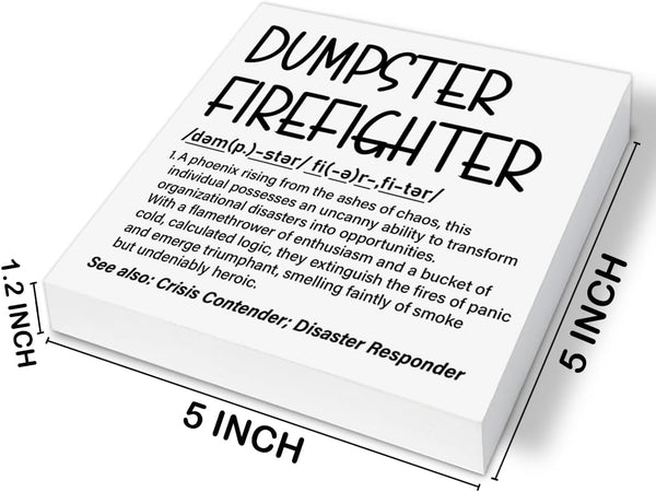 Funny Office Decor Dumpster Firefighter Wood Block Box Sign Office Desk Shelf Decor, Funny Coworker Boss Gifts