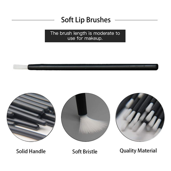 100 Pcs Disposable Makeup Lip Brushes PYO Cookie Paint Brushes Nail Polish Brushes Cosmetic Lip Brush Wands mini paint brushes for cookies (Black)