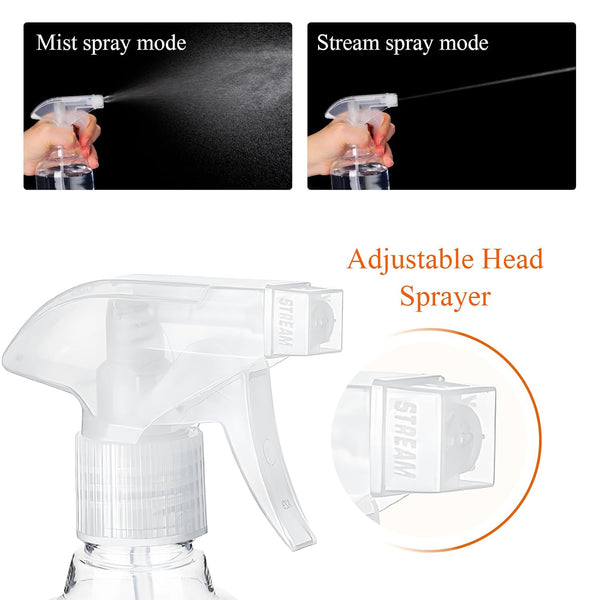 Jinei 24 Pcs 8 oz Empty Plastic Spray Bottle Bulk with Trigger Sprayers Pet Adjustable Head from Fine to Stream Refillable for Hair Plants Cooking