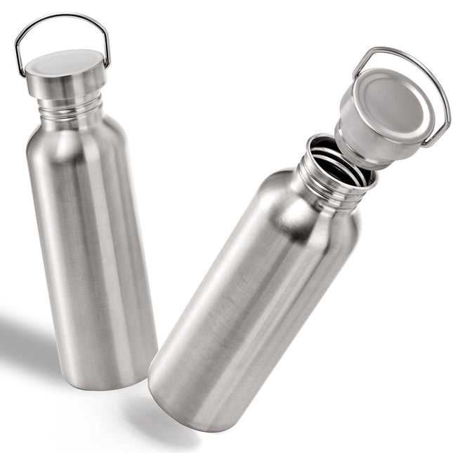 Yopay 2 Pack Stainless Steel Sports Water Bottles, 26OZ Single Walled 18/8 Stain