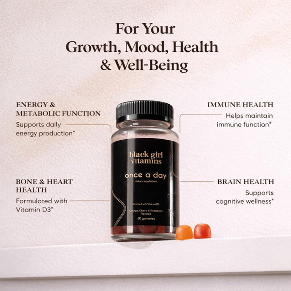 Black Girl Vitamins Once a Day - Womens Multivitamin Gummy - Vitamin A, B, C, E and Zinc. Multivitamin for Women, Immune Support. Vegan,