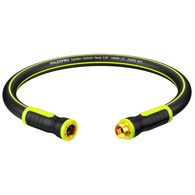 Garden Hose 10FT - PHLEX PRO Heavy-Duty Premium 5/8'' Rubber 3-Layer Water Hose - Flexible Hybrid Lightweight Water Hose
