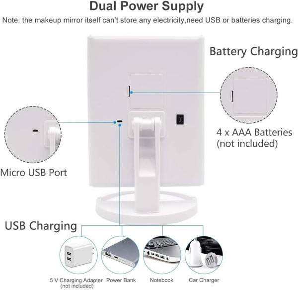 WEILY Makeup Mirror with 21 LED Lights,Two Power Supply Modes White 3.2"L x 7.5"W