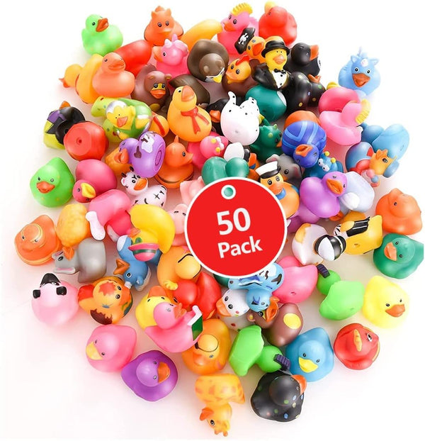 Rubber Ducks for Jeep Ducking 50 PCS Assorted Rubber Ducks for Duckies Games, Jeeps Ducking / Cruise Ships and Bath / Pool Play - Small 2 Inch