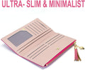 Valentoria Womens Wallet Cute Elegant Long Slim Card Holder Case Minimalist Coin Purse Thin Tassels Zip Clutch Wallets for Girls Ladies L Barbie Pink