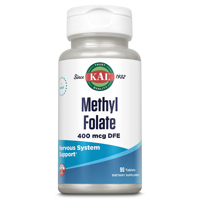 KAL Methyl Folate 400 Mcg DFE, 5-MTHF Active Form Vitamin B9, Folic Acid Supplem