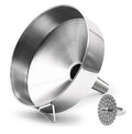 Super Large Stainless Steel Large Funnel with Detachable Strainer/Filter for Cooking Oil and Transmission Liquid and Powder, Food Grade Metal