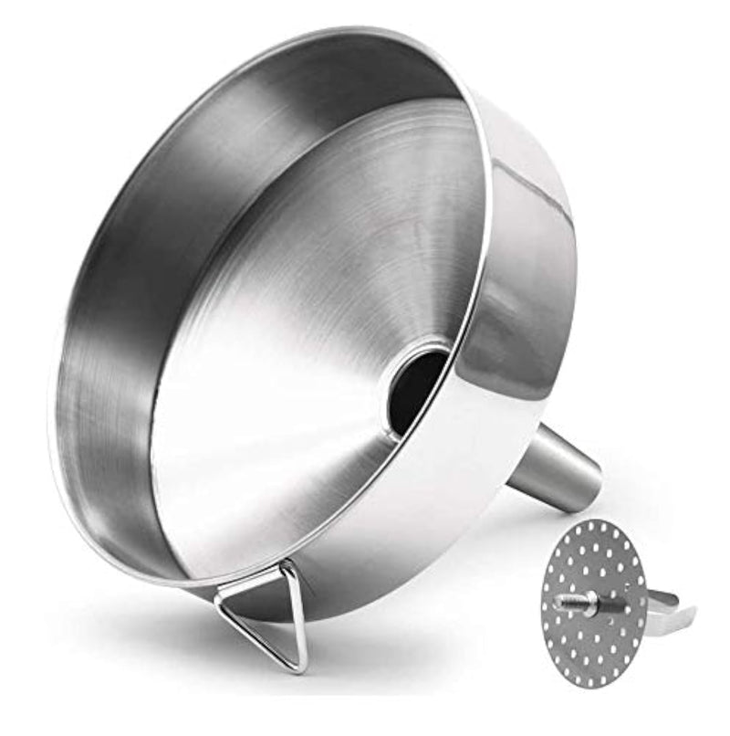 Super Large Stainless Steel Large Funnel with Detachable Strainer/Filter for Cooking Oil and Transmission Liquid and Powder, Food Grade Metal