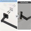 MKO Towel Bar for Bathroom, 24" Hand Towel Holder with Metal, Black Towel Rack Hanger Sturdy Wall Mounted for Kitchen Home Essentials, 2 Pack