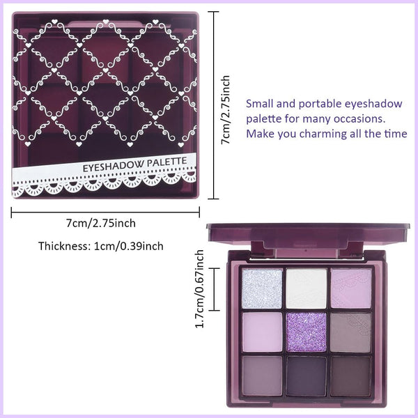 SUAKE Purple Eyeshadow Palette for Eye Makeup,High Pigmented Silver White Tan Grape Brown Color Light Violet Eye Shadow Primers, Matte Shimmer