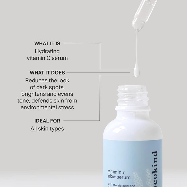 Cocokind Vitamin C Glow Serum with Azelaic Acid and Sea Grape Caviar for Bright 