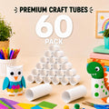60 Pack Thick Cardboard Tubes for Crafts - Bulk Craft Rolls - Round Cardboard Tubes - Toilet Paper Rolls Crafts - Craft Tubes - Paper Tube for