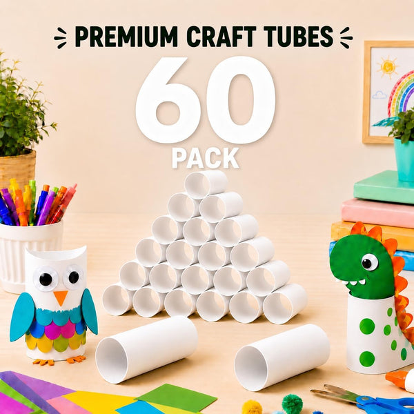 60 Pack Thick Cardboard Tubes for Crafts - Bulk Craft Rolls - Round Cardboard Tubes - Toilet Paper Rolls Crafts - Craft Tubes - Paper Tube for