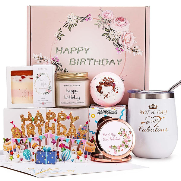 Birthday Gifts for Women, Happy Bath Set Relaxing Spa Gift Baskets Ideas for Women, Her, Mom, Sister, Female Friends, Coworker, Wife, Girlfriend,